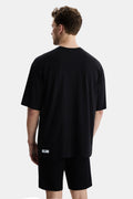 UCLA Tricou cu decolteu la baza gatului, imprimeu cu logo, regular fit, Negru, HUNTER