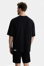 UCLA Tricou cu decolteu la baza gatului, imprimeu cu logo, regular fit, Negru, HUNTER