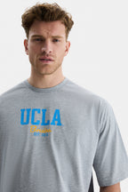 UCLA Tricou cu decolteu la baza gatului, imprimeu cu logo, regular fit, Gri, HUNTER