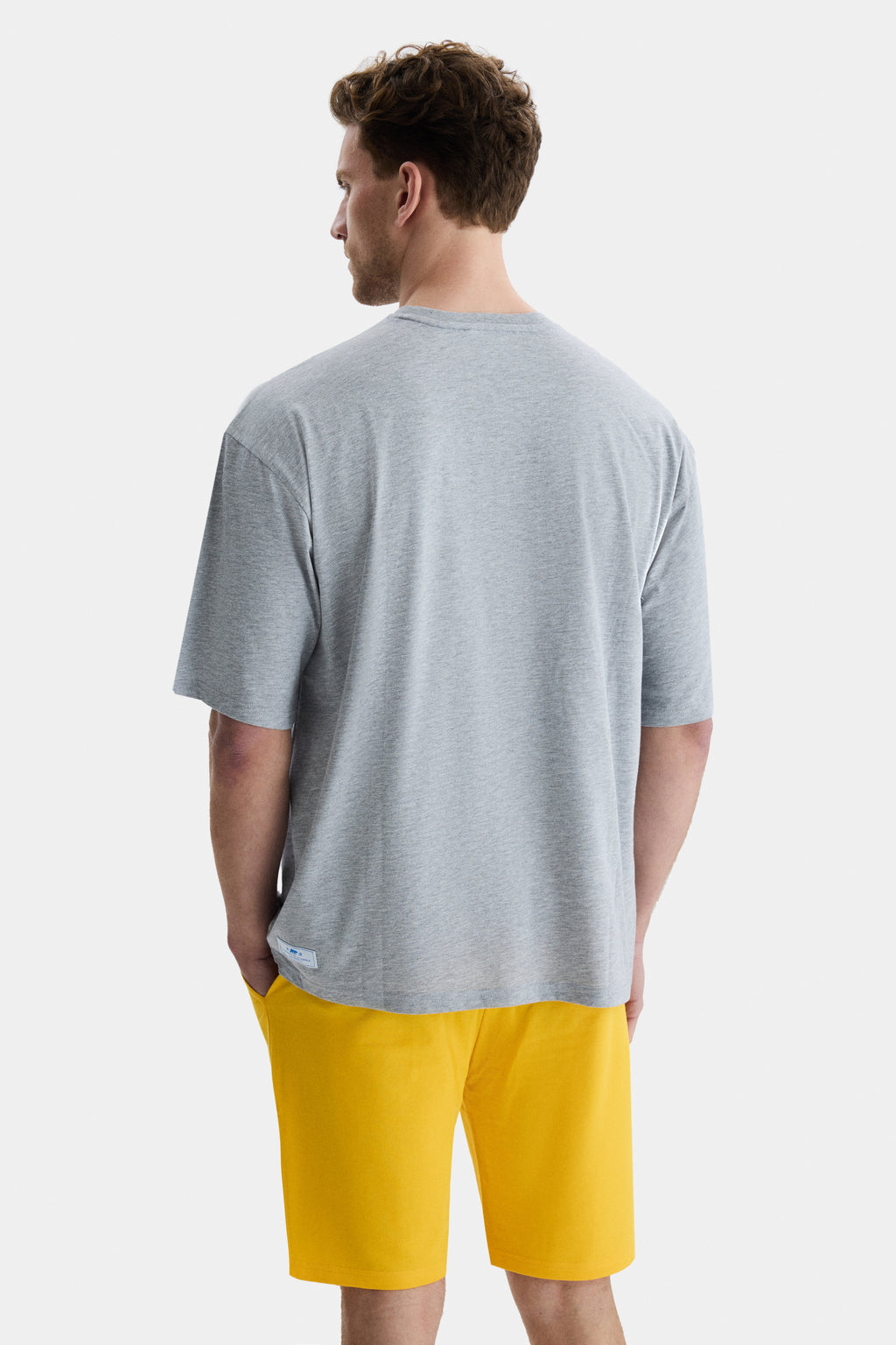 UCLA Tricou cu decolteu la baza gatului, imprimeu cu logo, regular fit, Gri, HUNTER