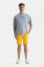 UCLA Tricou cu decolteu la baza gatului, imprimeu cu logo, regular fit, Gri, HUNTER