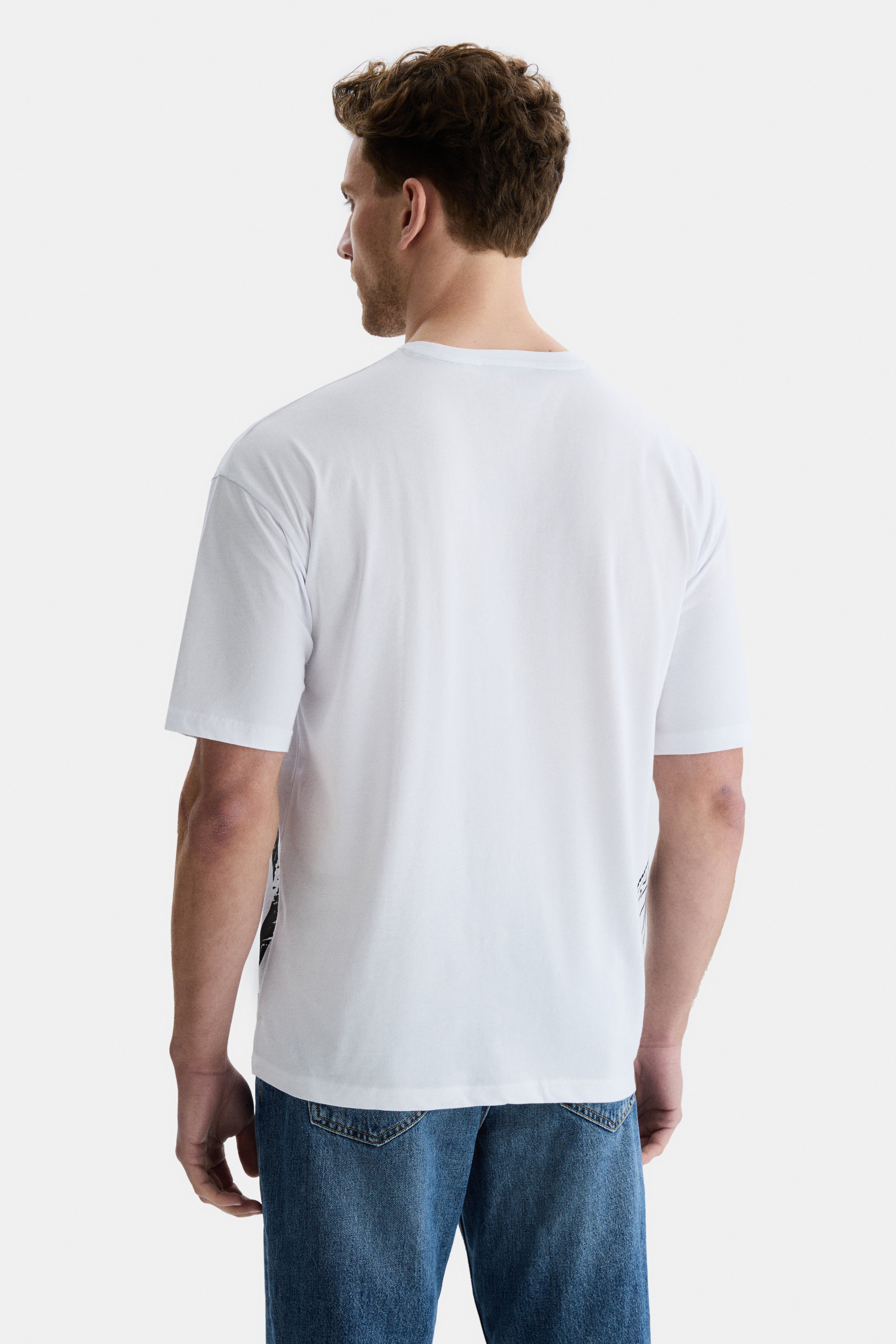 UCLA Tricou cu decolteu la baza gatului, imprimeu cu logo, regular fit, Alb, IGNISO