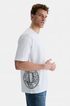 UCLA Tricou cu decolteu la baza gatului, imprimeu cu logo, regular fit, Alb, IGNISO