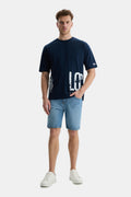 UCLA Tricou cu decolteu la baza gatului, imprimeu cu logo, regular fit, Bleumarin, IGNISO