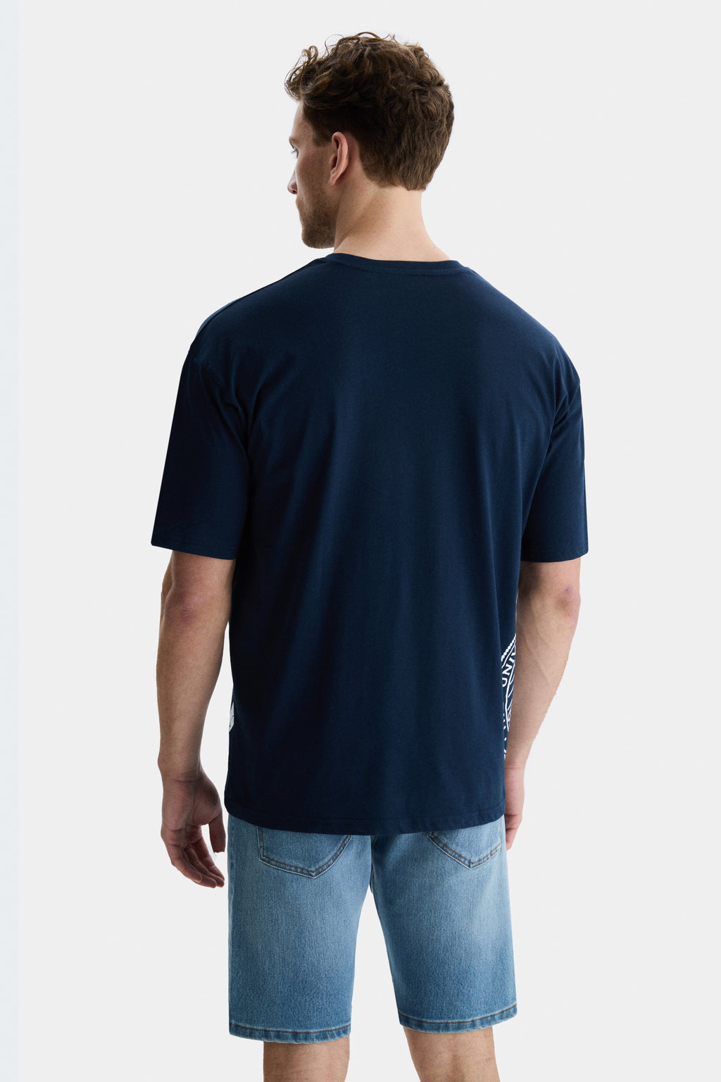 UCLA Tricou cu decolteu la baza gatului, imprimeu cu logo, regular fit, Bleumarin, IGNISO