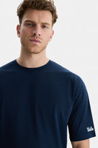 UCLA Tricou cu decolteu la baza gatului, imprimeu cu logo, regular fit, Bleumarin, IGNISO