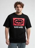 Ecko Unltd. Tricou cu decolteu la baza gatului, imprimeu cu logo, Gri, ITHACA