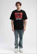 Ecko Unltd. Tricou cu decolteu la baza gatului, imprimeu cu logo, Gri, ITHACA