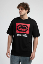 Ecko Unltd. Tricou cu decolteu la baza gatului, imprimeu cu logo, Gri, ITHACA