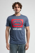 Ecko Unltd. Tricou cu decolteu la baza gatului, imprimeu cu logo, Bleumarin, ITHACA