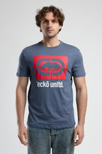 Ecko Unltd. Tricou cu decolteu la baza gatului, imprimeu cu logo, Bleumarin, ITHACA