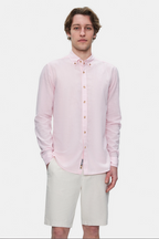 UCLA Camsa cu nasturi si guler, material lejer, regular fit Roz, JACQUEZ