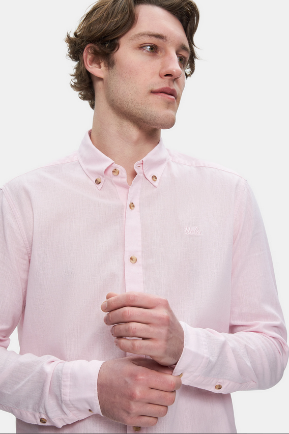 UCLA Camsa cu nasturi si guler, material lejer, regular fit Roz, JACQUEZ