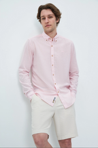 UCLA Camsa cu nasturi si guler, material lejer, regular fit Roz, JACQUEZ
