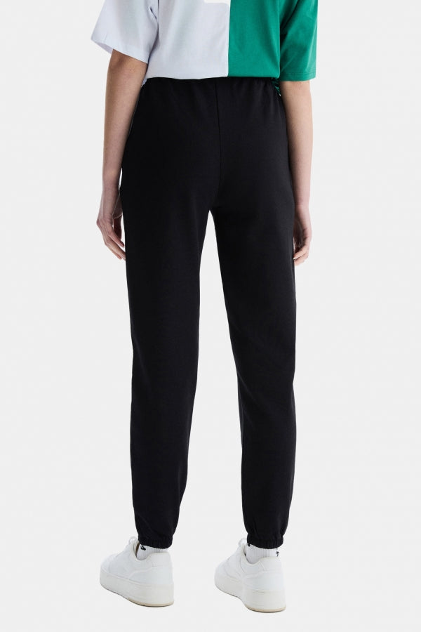 UCLA Pantaloni de trening cu elastic si snur in talie, manseta elastica si logo discret, Negru, JEZEBEL