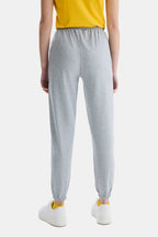 UCLA Pantaloni de trening cu elastic si snur in talie, manseta elastica si logo discret, Gri, JEZEBEL