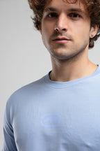 Ecko Unltd. Tricou cu decolteu la baza gatului, imprimeu cu logo, Albastru deschis, JOHNSON