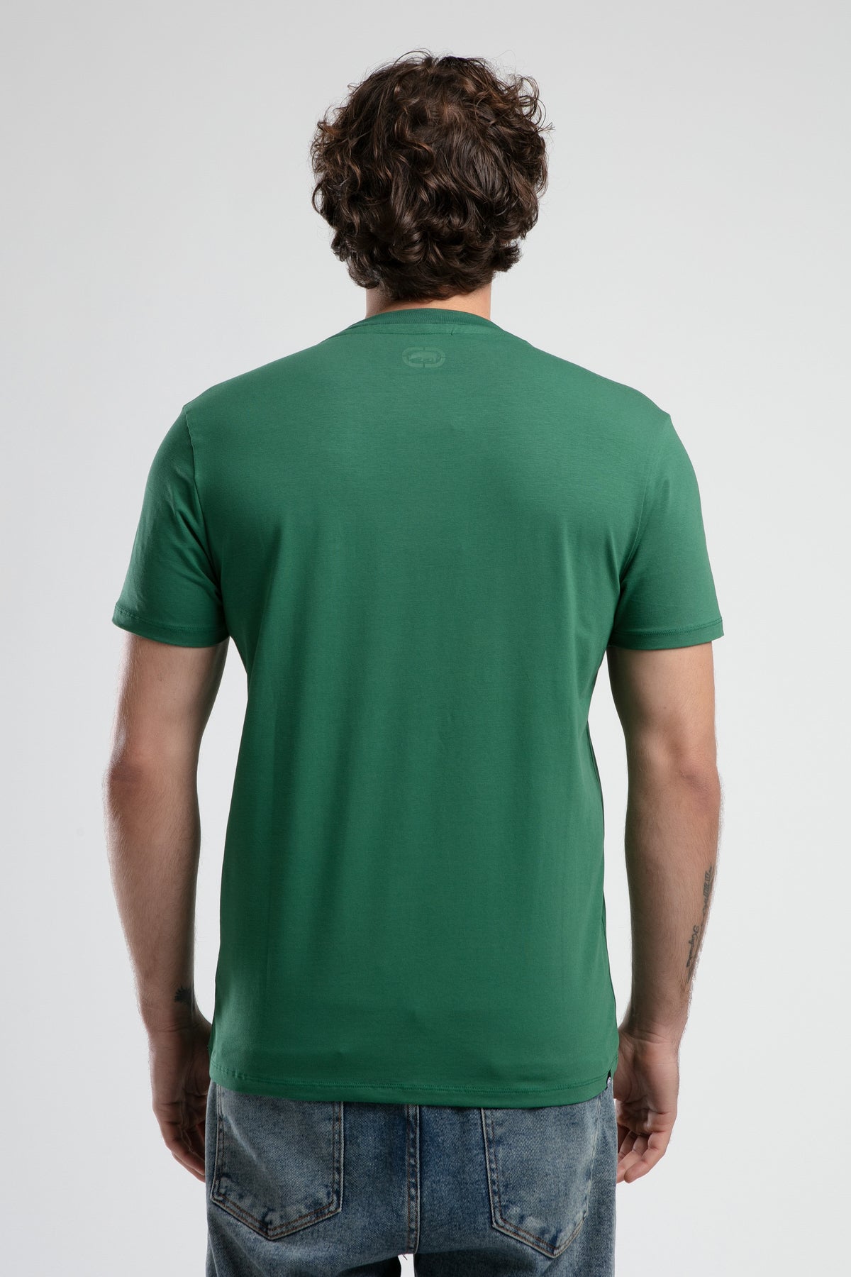 Ecko Unltd. Tricou cu decolteu la baza gatului, imprimeu cu logo, Verde, JOHNSON