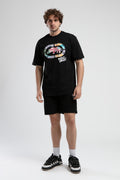 Ecko Unltd. Tricou cu decolteu la baza gatului, imprimeu cu logo, Negru, KINGSTON
