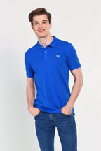 UCLA Tricou cu guler si nasturi, regular fit, logo brodat discret, Albastru, LAKES