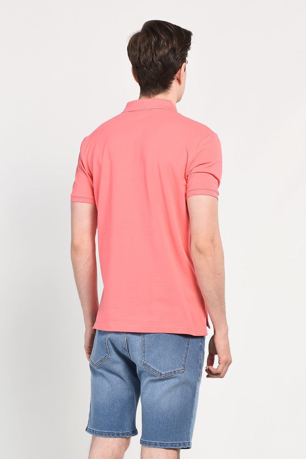 UCLA Tricou cu guler si nasturi, regular fit, logo brodat discret, Roz, LAKES