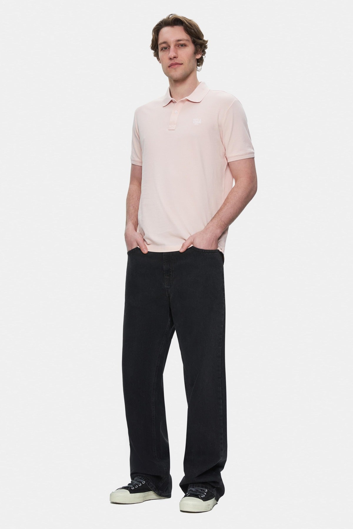 UCLA Tricou cu decolteu la baza gatului, imprimeu cu logo, regular fit, Roz, LAKES
