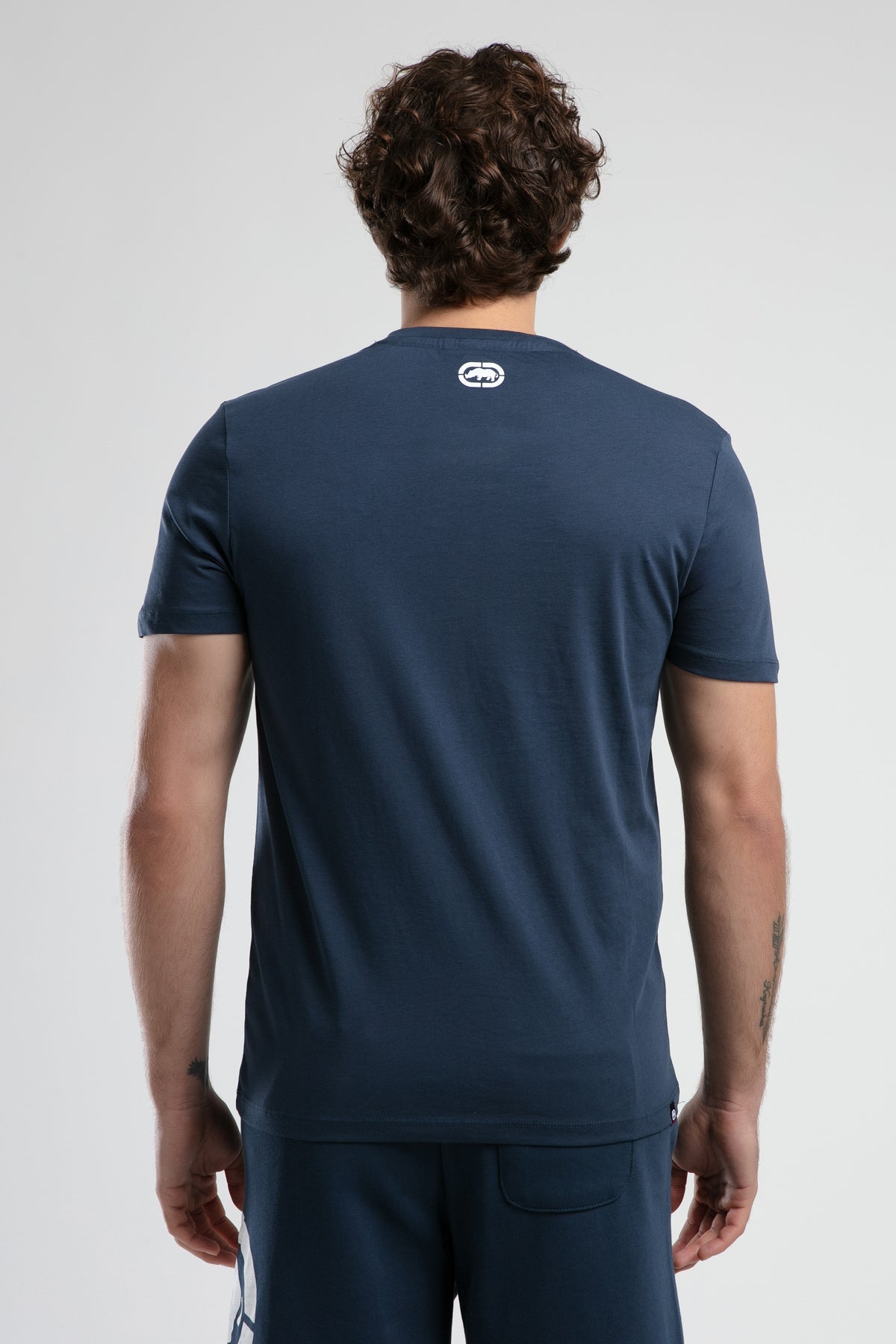 Ecko Unltd. Tricou cu decolteu la baza gatului, imprimeu cu logo, Bleumarin, MARC