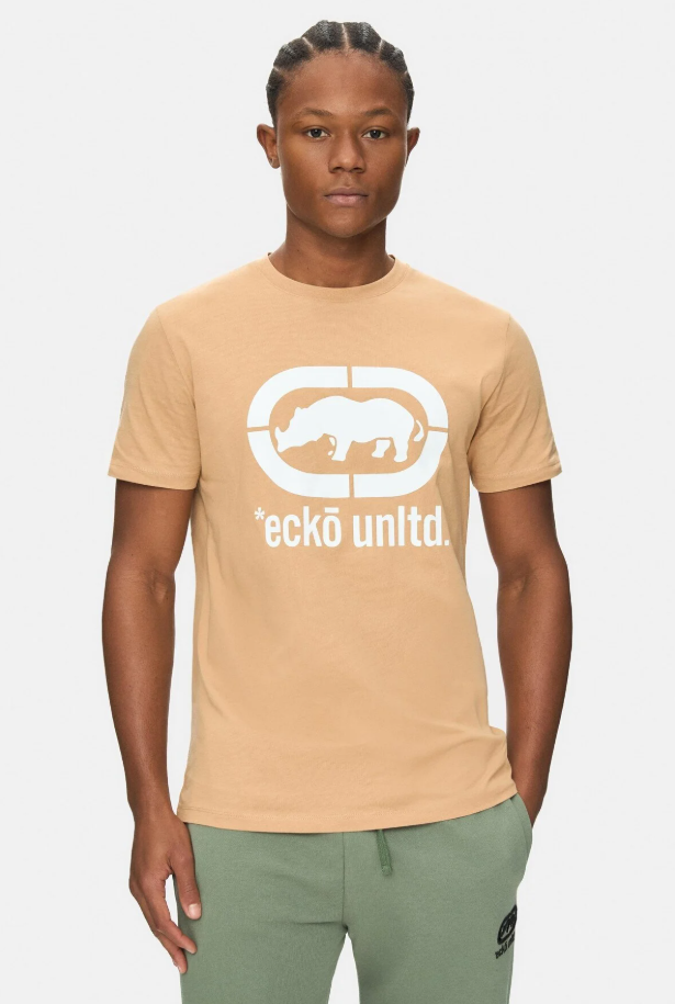 Ecko Unltd. Tricou cu decolteu la baza gatului, imprimeu cu logo, ICED COFFEE, MARC
