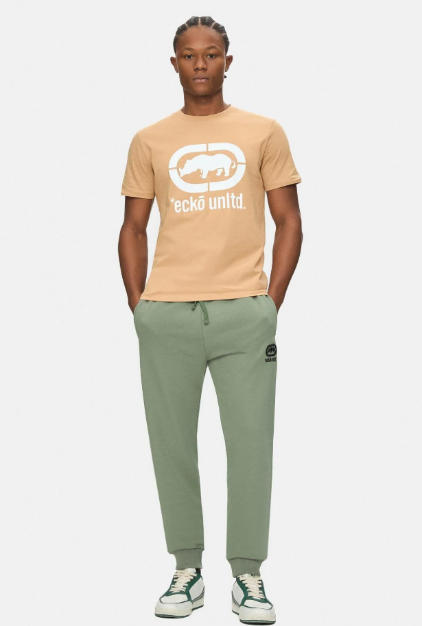 Ecko Unltd. Tricou cu decolteu la baza gatului, imprimeu cu logo, ICED COFFEE, MARC