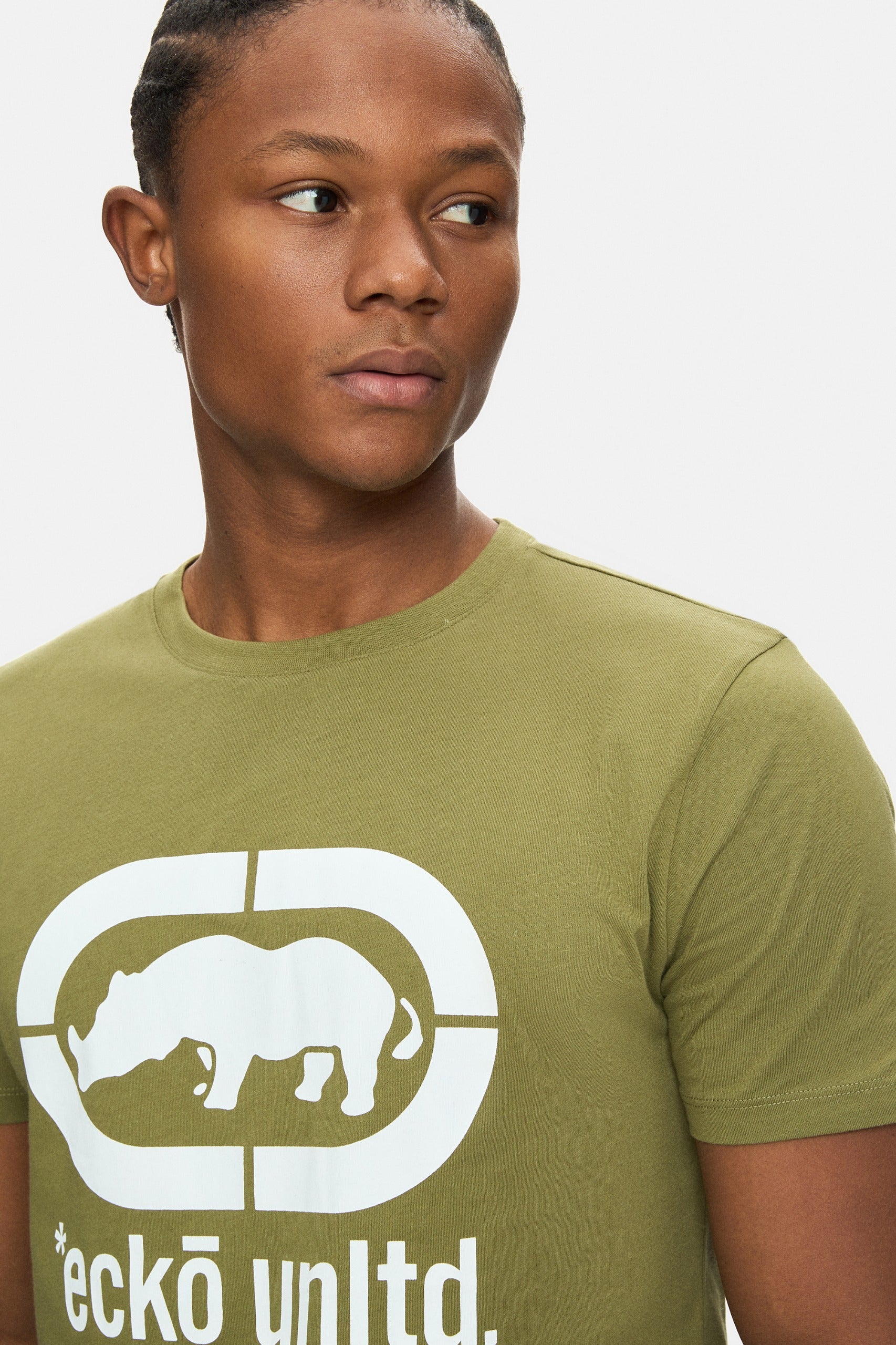 Ecko Unltd. Tricou cu decolteu la baza gatului, imprimeu cu logo, Verde, MARC