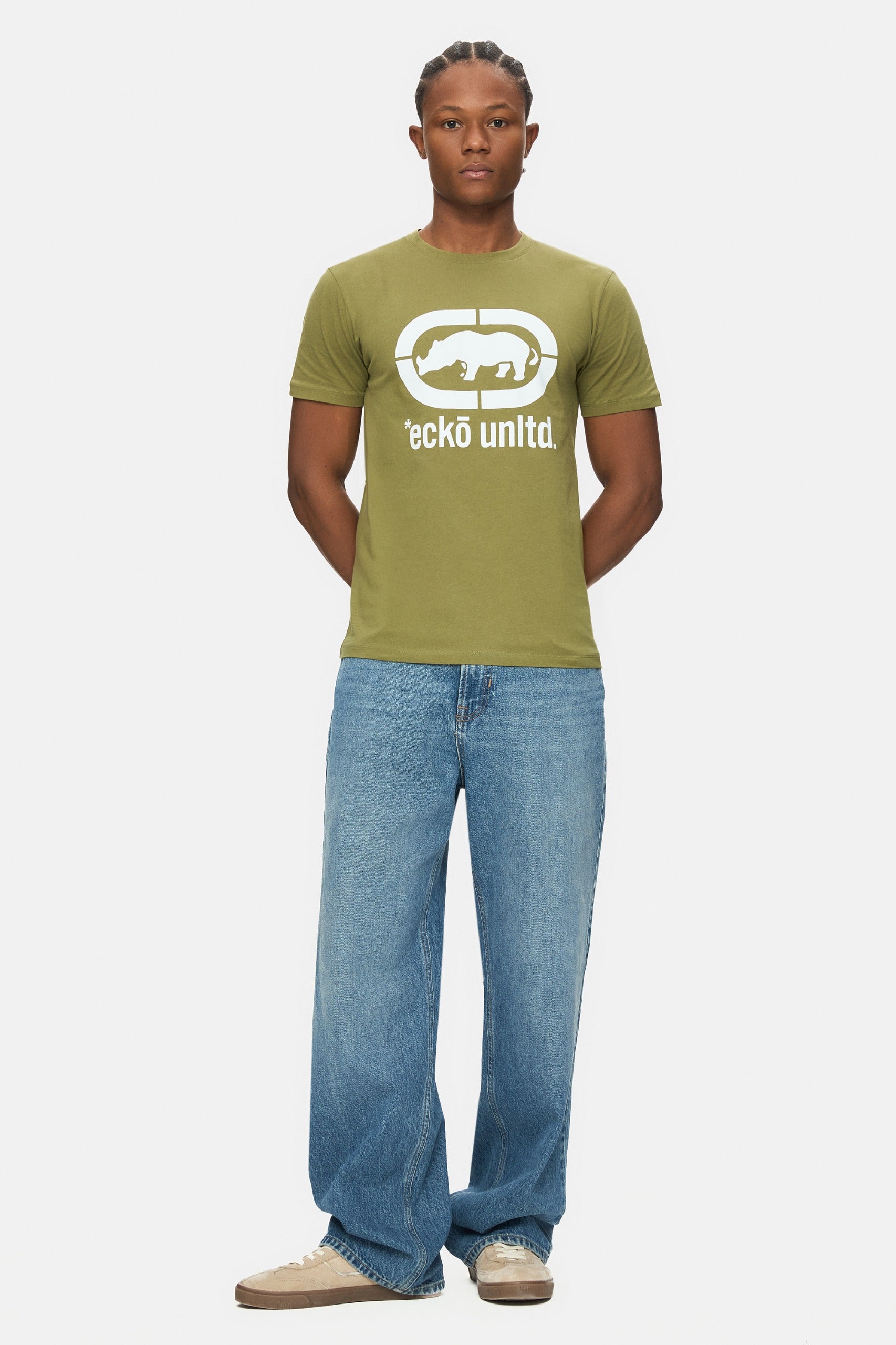 Ecko Unltd. Tricou cu decolteu la baza gatului, imprimeu cu logo, Verde, MARC