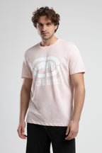 Ecko Unltd. Tricou cu decolteu la baza gatului, imprimeu cu logo, Roz deschis, MARC