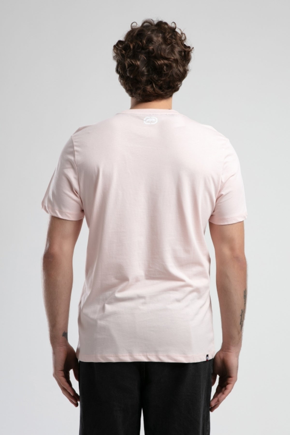 Ecko Unltd. Tricou cu decolteu la baza gatului, imprimeu cu logo, Roz deschis, MARC