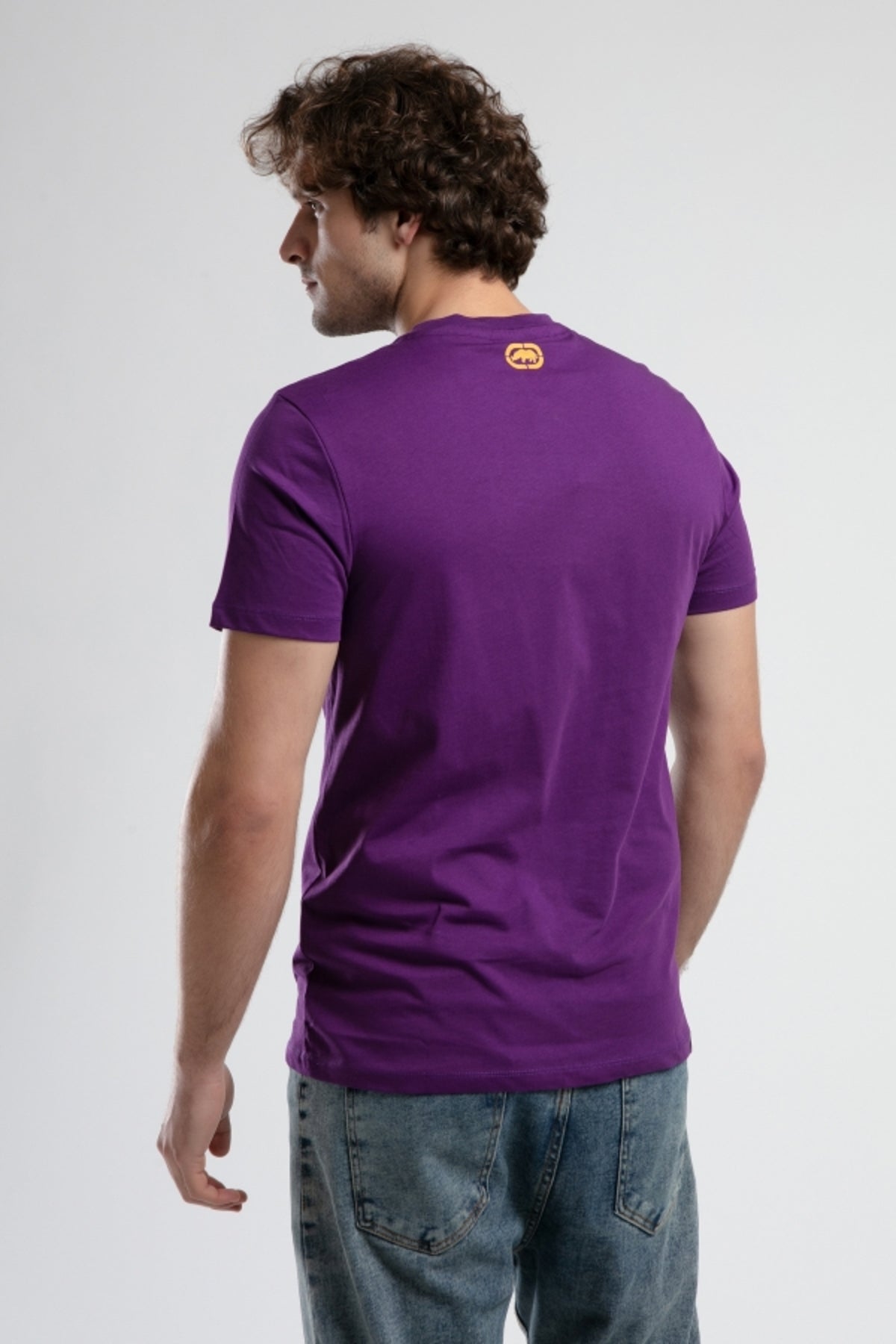 Ecko Unltd. Tricou cu decolteu la baza gatului, imprimeu cu logo, Mov, MARC