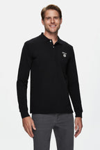UCLA Bluza cu decolteu la baza gatului, regular fit, imprimeu cu logo, Negru, MAXWELL