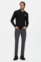 UCLA Bluza cu decolteu la baza gatului, regular fit, imprimeu cu logo, Negru, MAXWELL