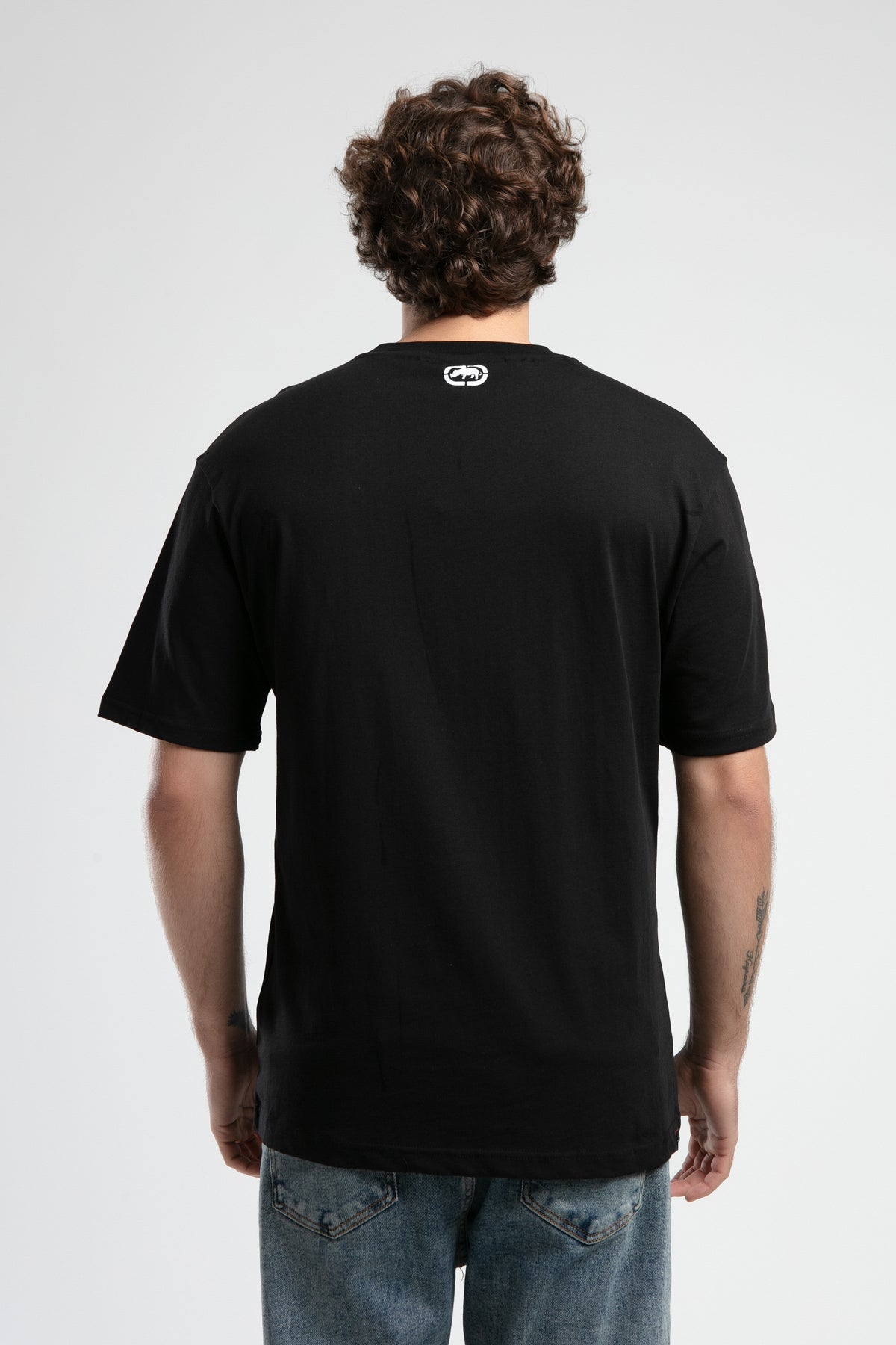 Ecko Unltd. Tricou cu decolteu la baza gatului, imprimeu cu logo, Negru, MONSEY