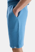 UCLA Pantaloni scurti cu snur si banda elastica in talie, buzunare laterale si imprimeu cu logo discret, Albastru, NEGRA