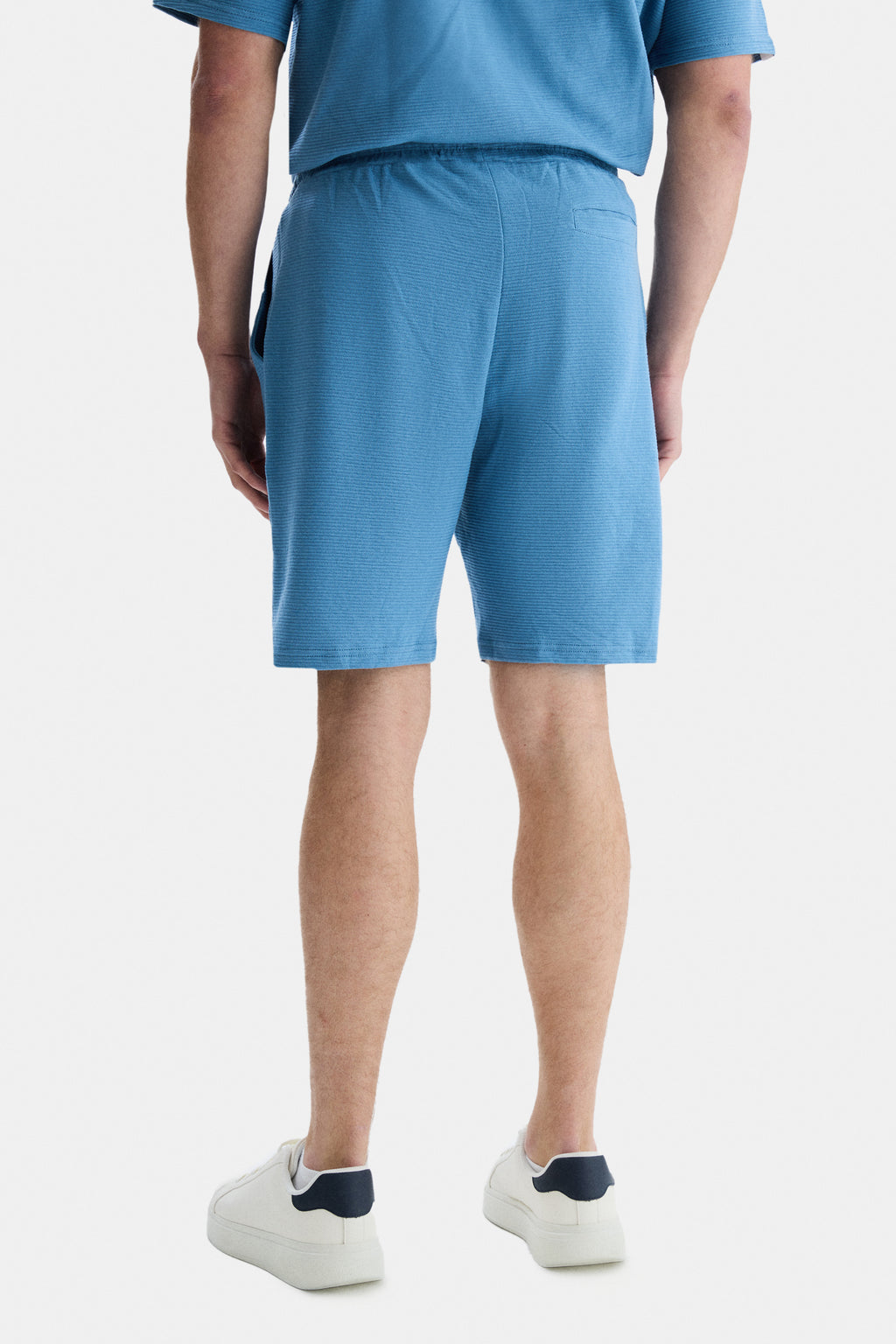 UCLA Pantaloni scurti cu snur si banda elastica in talie, buzunare laterale si imprimeu cu logo discret, Albastru, NEGRA