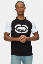Ecko Unltd. Tricou cu decolteu la baza gatului, imprimeu cu logo, Negru-Alb, OSVALDO