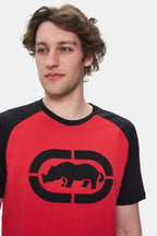 Ecko Unltd. Tricou cu decolteu la baza gatului, imprimeu cu logo, ECKO RED, OSVALDO