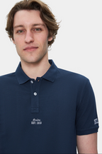 UCLA Tricou cu decolteu la baza gatului, imprimeu cu logo, regular fit, Bleumarin, QUINTON