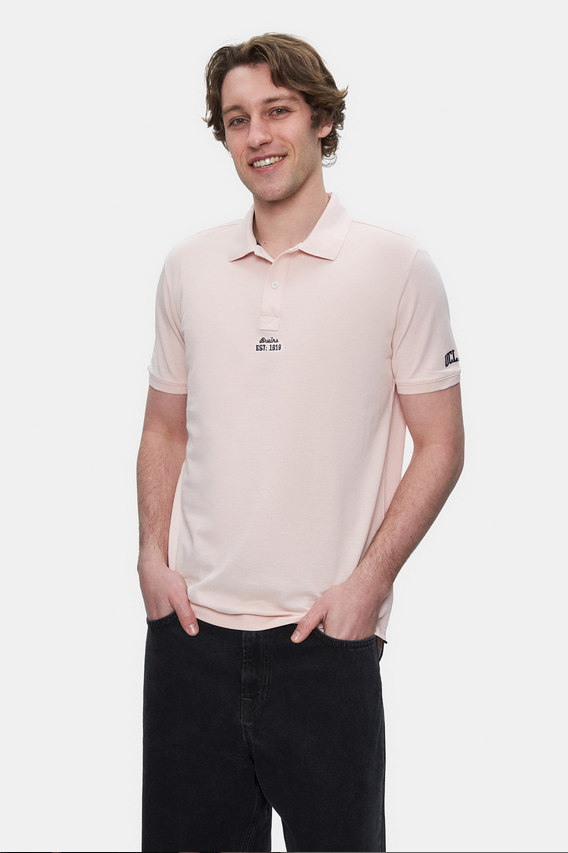 UCLA Tricou cu decolteu la baza gatului, imprimeu cu logo, regular fit, Roz, QUINTON