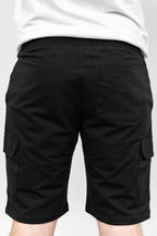 RWB, Pantaloni scurti cu snur si elastic in talie, buzunare laterale, regular fit, RIO, Negru