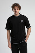 Ecko Unltd. Tricou cu decolteu la baza gatului, imprimeu cu logo, Negru, ROCKAWAY
