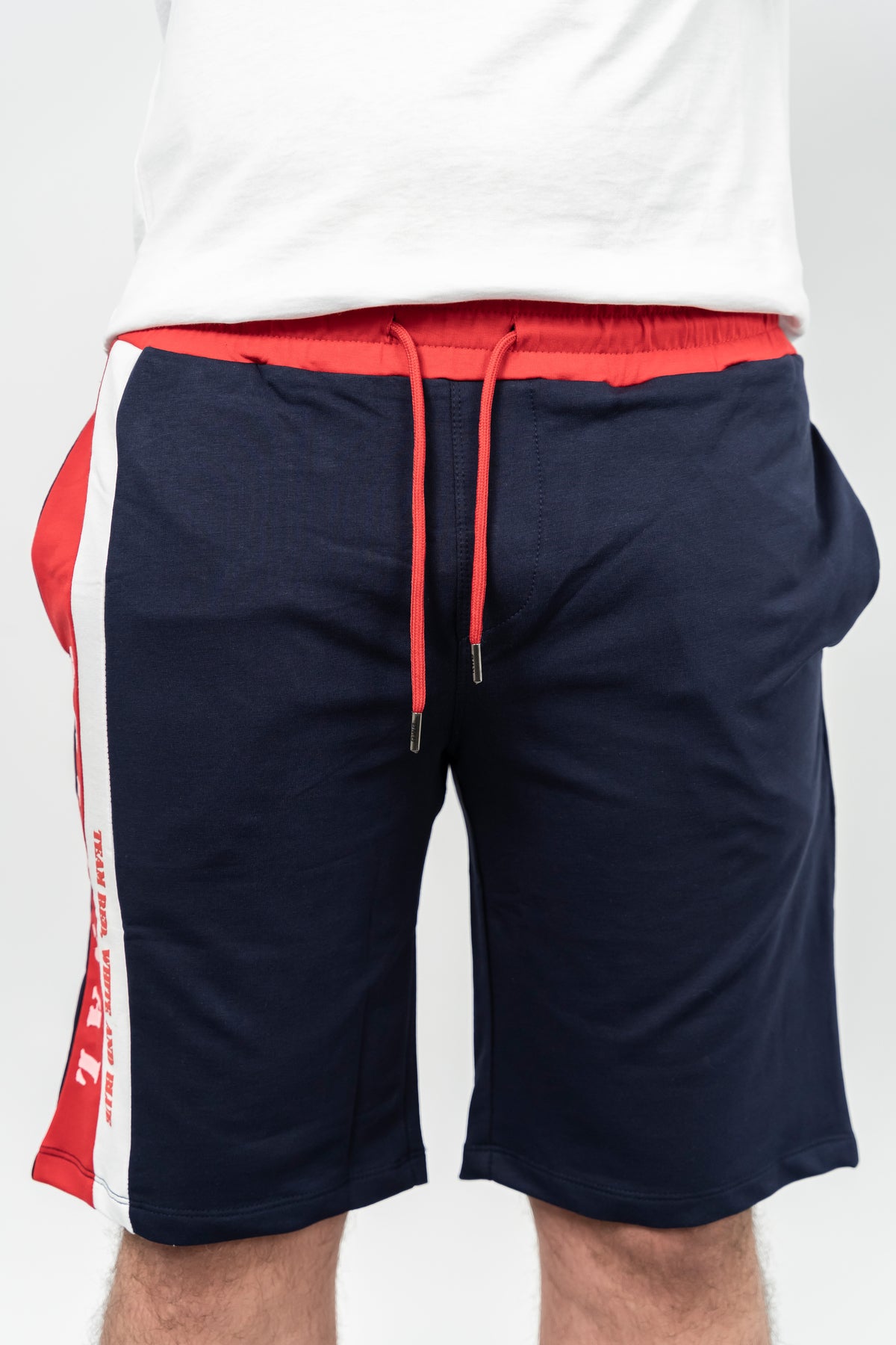 RWB, Pantaloni scurti cu snur si elastic in talie, buzunare laterale, regular fit, ROZRA, Bleumarin