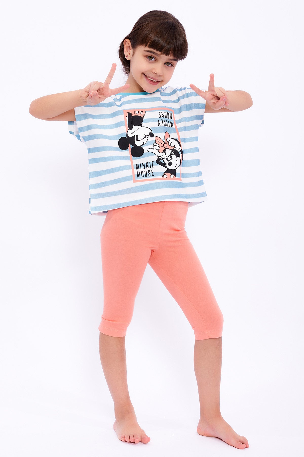Roly Poly, Set de tricou si colanti cu imprimeu Mickey&Minnie Mouse
