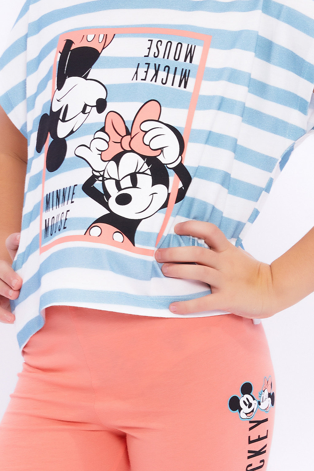 Roly Poly, Set de tricou si colanti cu imprimeu Mickey&Minnie Mouse