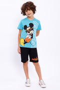Roly Poly, Set de tricou cu imprimeu Mickey-Mouse si pantaloni scurti - 2 piese