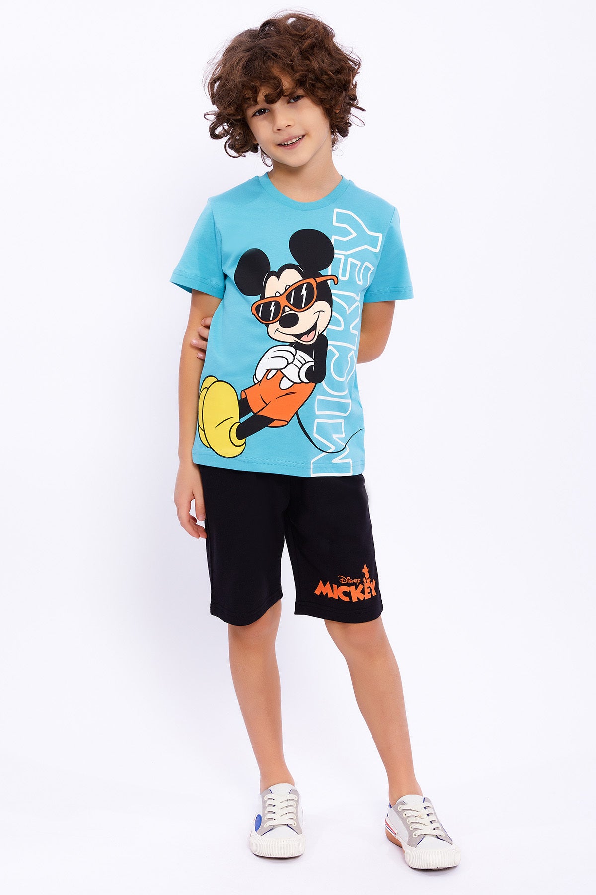 Roly Poly, Set de tricou cu imprimeu Mickey-Mouse si pantaloni scurti - 2 piese